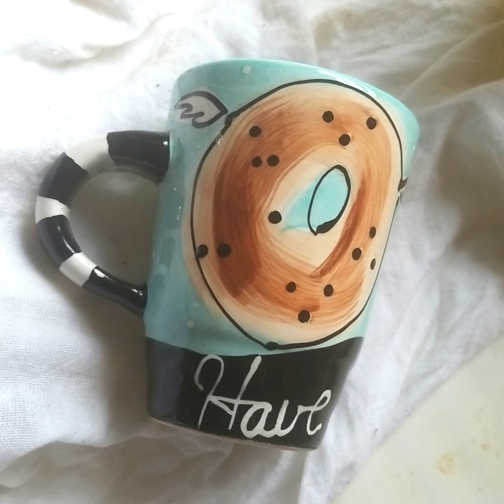 With Love Joanne By Joanne Delomba For Lotus Mug - Bagel - handpainted